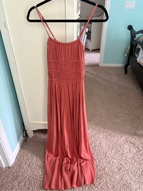 American Eagle Women’s Coral Smocked Maxi Dress